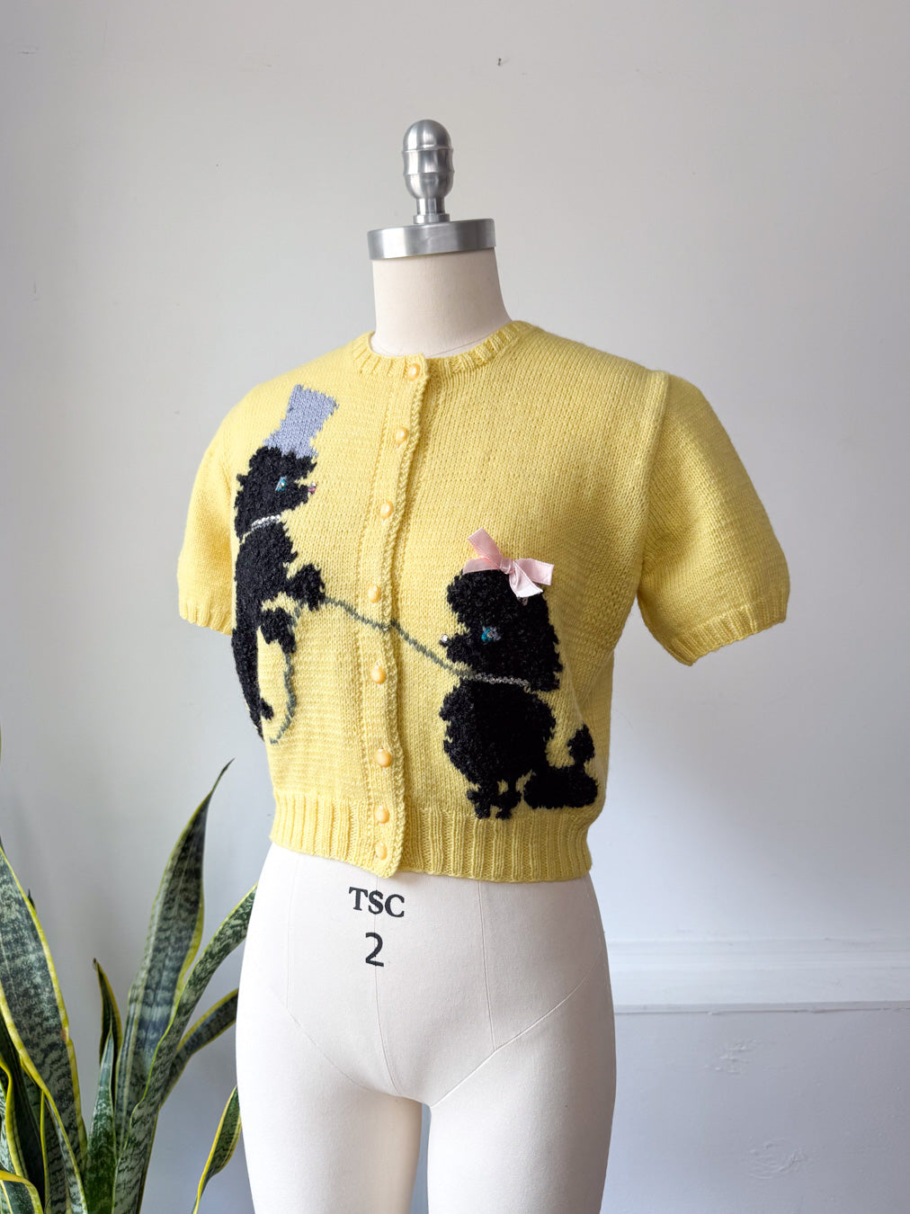 Rare 50s Novelty Poodle Sweater | M
