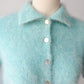 50s Blue French Angora Sweater | M