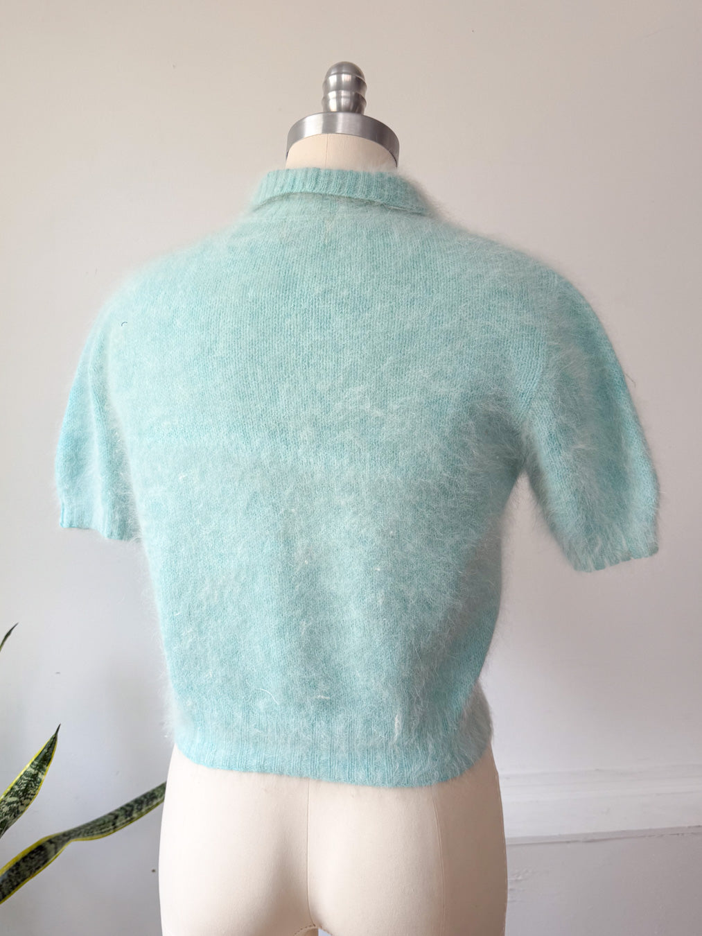 50s Blue French Angora Sweater | M