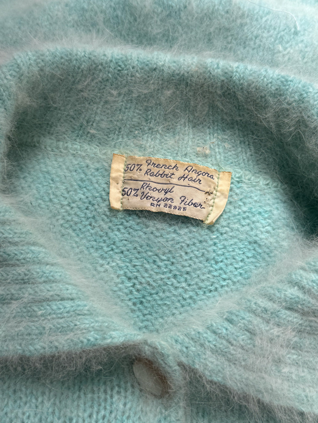 50s Blue French Angora Sweater | M