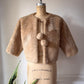 50s Faux Fur Pom Pom Cropped Jacket / S-M