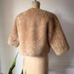50s Faux Fur Pom Pom Cropped Jacket / S-M