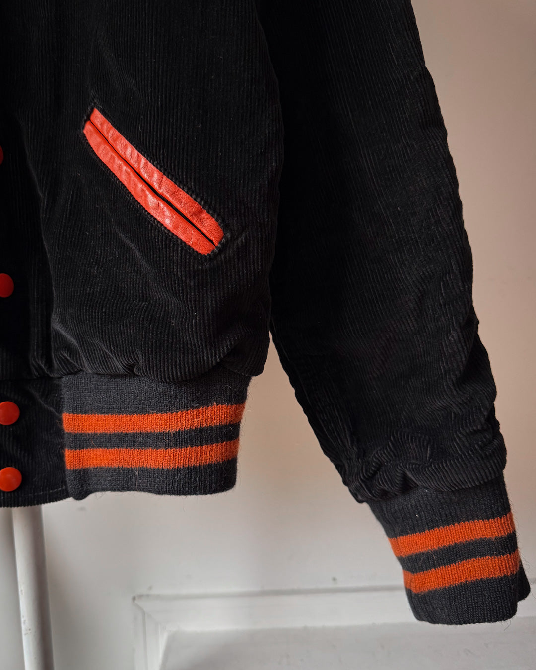 50s Black & Orange Corduroy Jacket / M