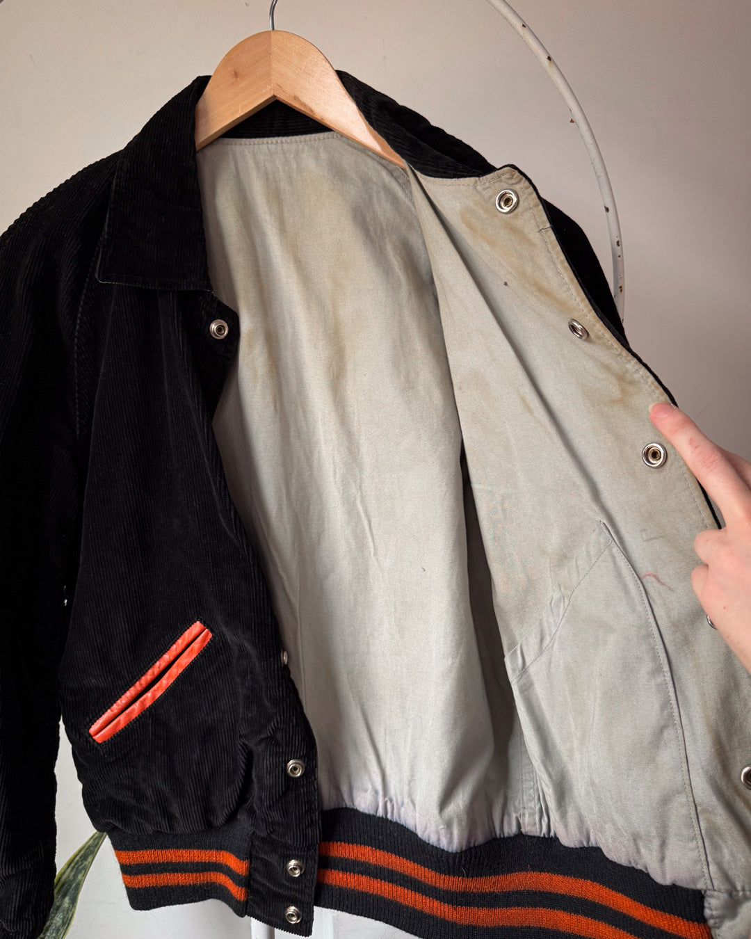 50s Black & Orange Corduroy Jacket / M