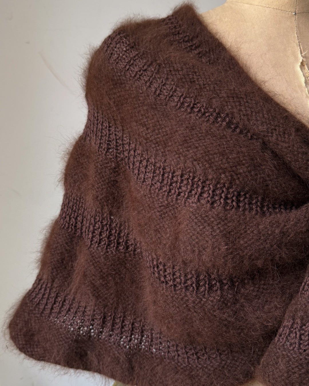 50s Chocolate Brown Angora Knit Shrug / S-M