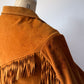 50s Brown Deerskin Western  Leather Fringe Jacket / S