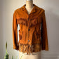 50s Brown Deerskin Western  Leather Fringe Jacket / S