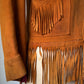 50s Brown Deerskin Western  Leather Fringe Jacket / S