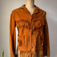 50s Brown Deerskin Western  Leather Fringe Jacket / S