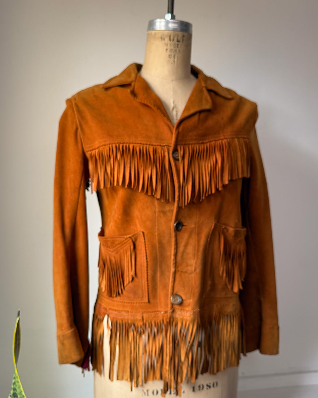50s Brown Deerskin Western  Leather Fringe Jacket / S