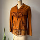 50s Brown Deerskin Western  Leather Fringe Jacket / S