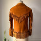 50s Brown Deerskin Western  Leather Fringe Jacket / S
