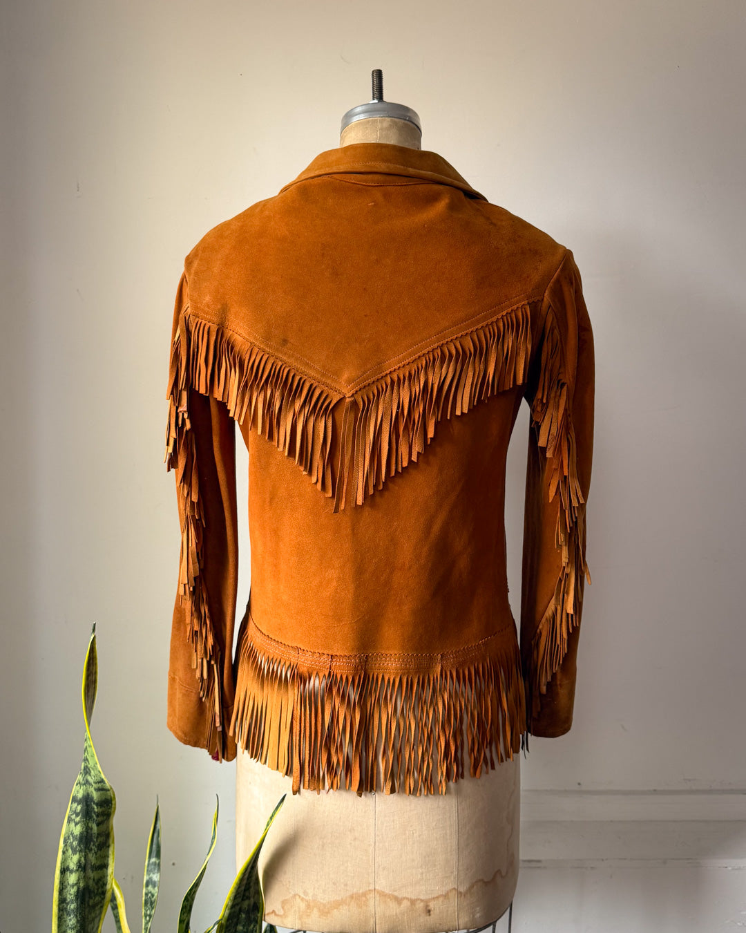 50s Brown Deerskin Western  Leather Fringe Jacket / S