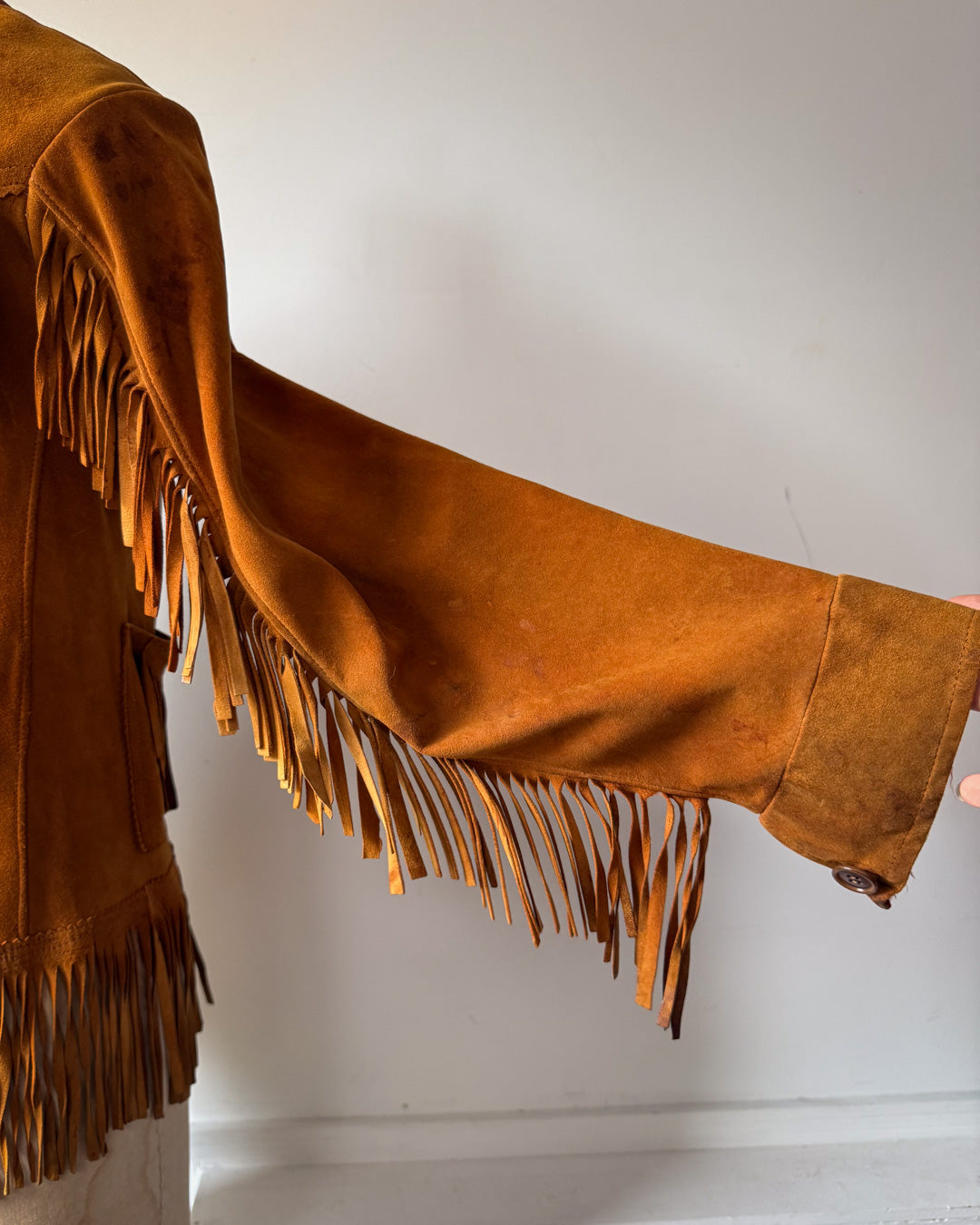 50s Brown Deerskin Western  Leather Fringe Jacket / S