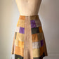70s Colorful Patchwork Suede Mini Skirt / XS