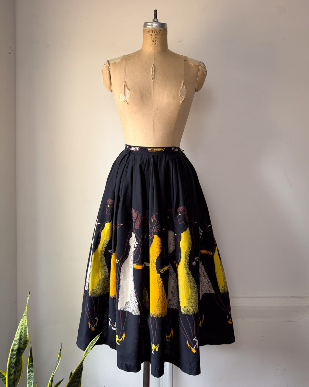 50s Hitchhiking Ladies Novelty Cotton Skirt / XS