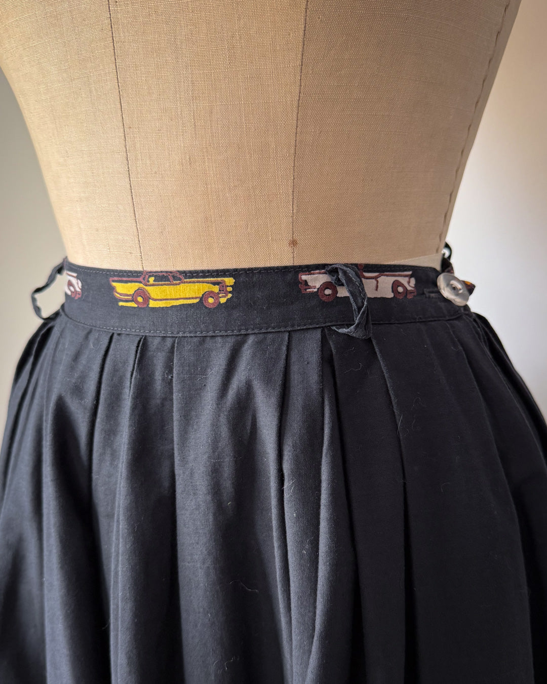 50s Hitchhiking Ladies Novelty Cotton Skirt / XS