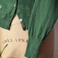 50s Green Cashmere Knit Tie Neck Cardigan / M