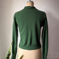 50s Green Cashmere Knit Tie Neck Cardigan / M