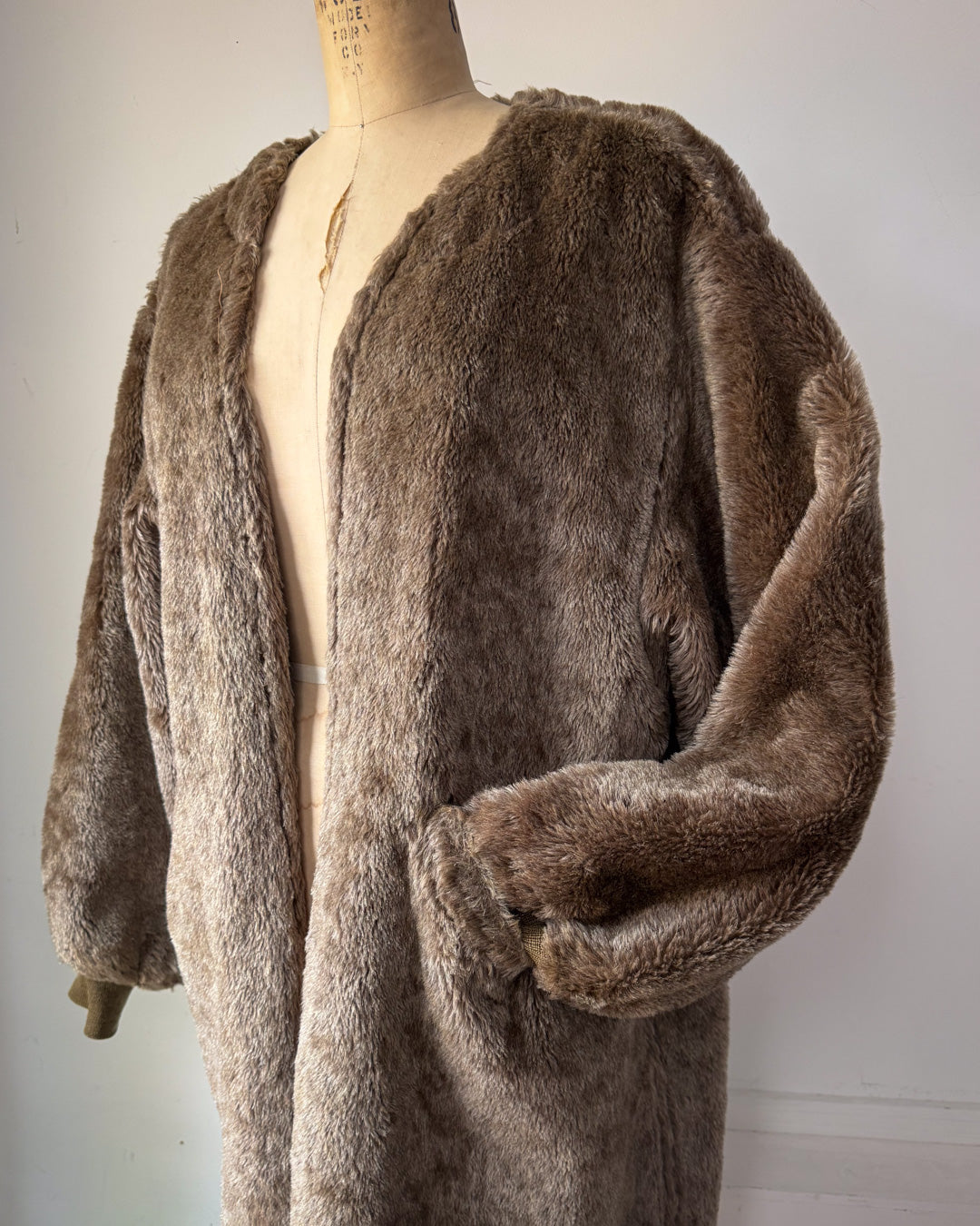 50s Mohair Wool Balloon Sleeve Military Liner Jacket / OSFM