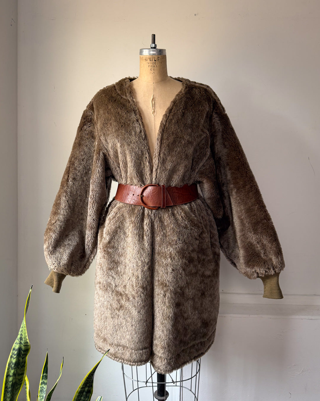 50s Mohair Wool Balloon Sleeve Military Liner Jacket / OSFM