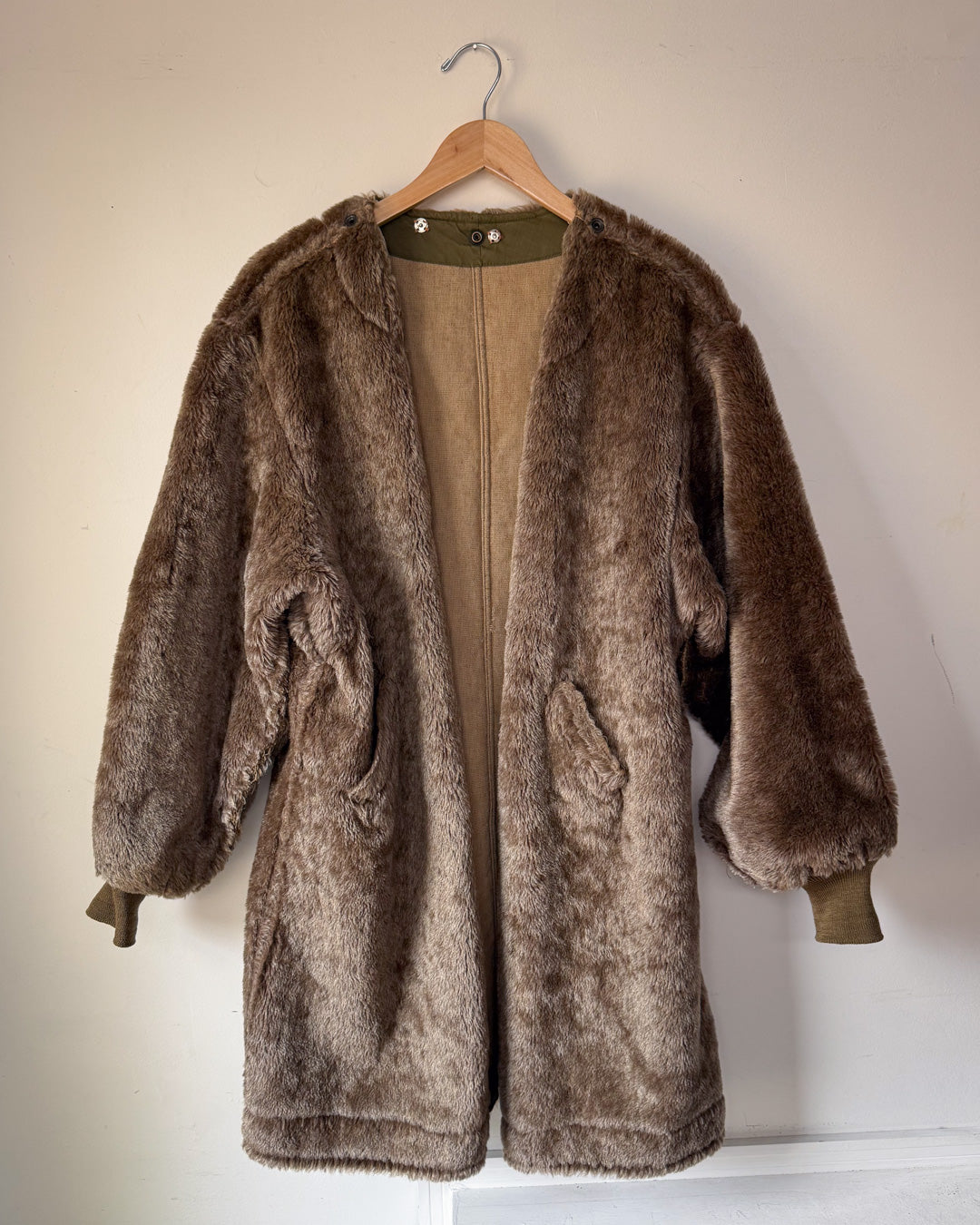 50s Mohair Wool Balloon Sleeve Military Liner Jacket / OSFM