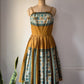50s Ochre Novelty Print Sun Dress / M