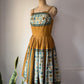 50s Ochre Novelty Print Sun Dress / M