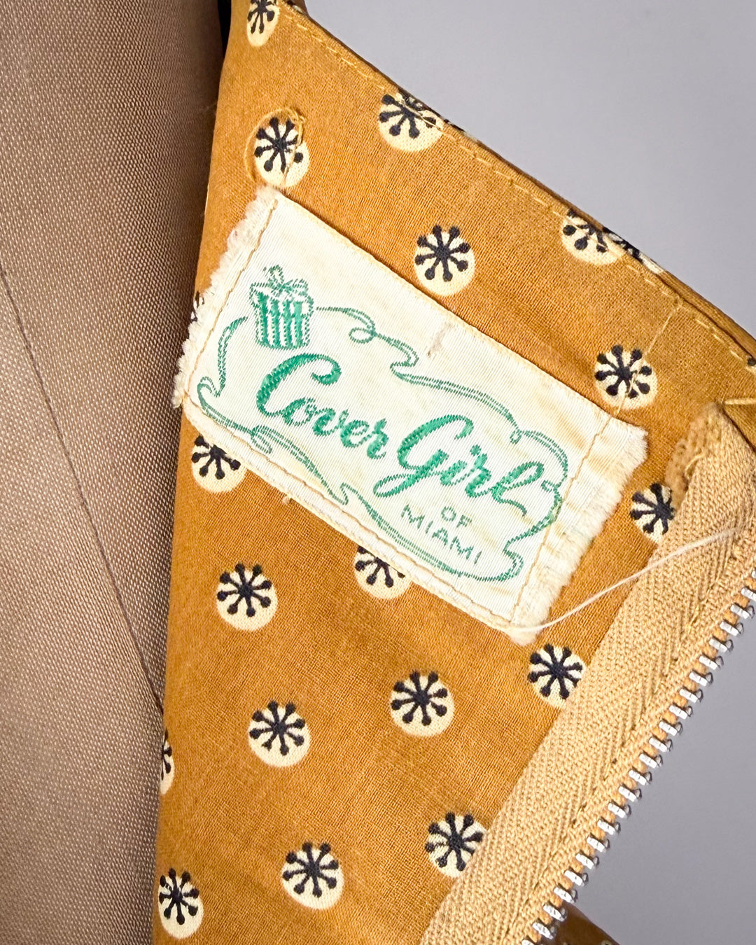 50s Ochre Novelty Print Sun Dress / M