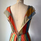 50s Autumnal Rainbow Stripe Dress / S