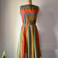 50s Autumnal Rainbow Stripe Dress / S