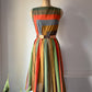 50s Autumnal Rainbow Stripe Dress / S