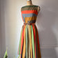 50s Autumnal Rainbow Stripe Dress / S