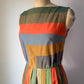 50s Autumnal Rainbow Stripe Dress / S