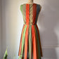 50s Autumnal Rainbow Stripe Dress / S
