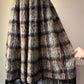 60s Shaggy Gray & Black Fringe Hem Mohair Midi Skirt / S
