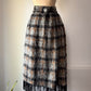 60s Shaggy Gray & Black Fringe Hem Mohair Midi Skirt / S