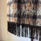 60s Shaggy Gray & Black Fringe Hem Mohair Midi Skirt / S