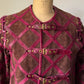 60s Purple & Brown Suede Leather Lettice Laced Shoulder Jacket / S