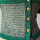 60s Fuzzy Green & Taupe Stripe Cropped Knit Top / XS