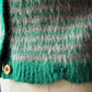 60s Fuzzy Green & Taupe Stripe Cropped Knit Top / XS