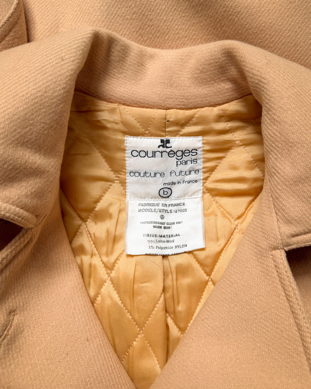 60s Courrèges Tan Wool Trench Coat / S-M