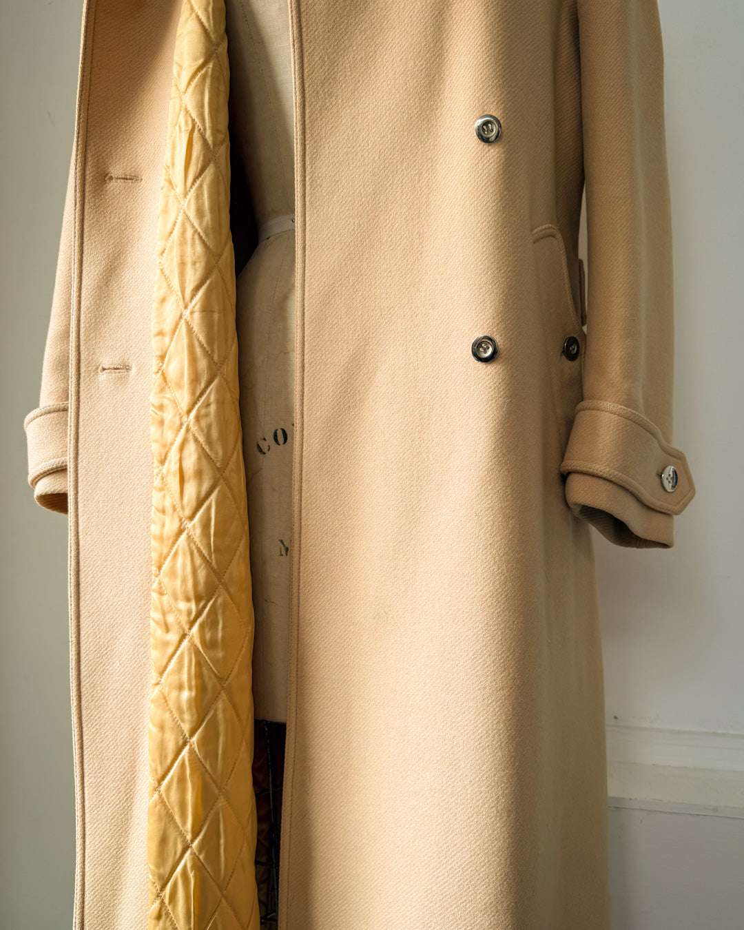 60s Courrèges Tan Wool Trench Coat / S-M