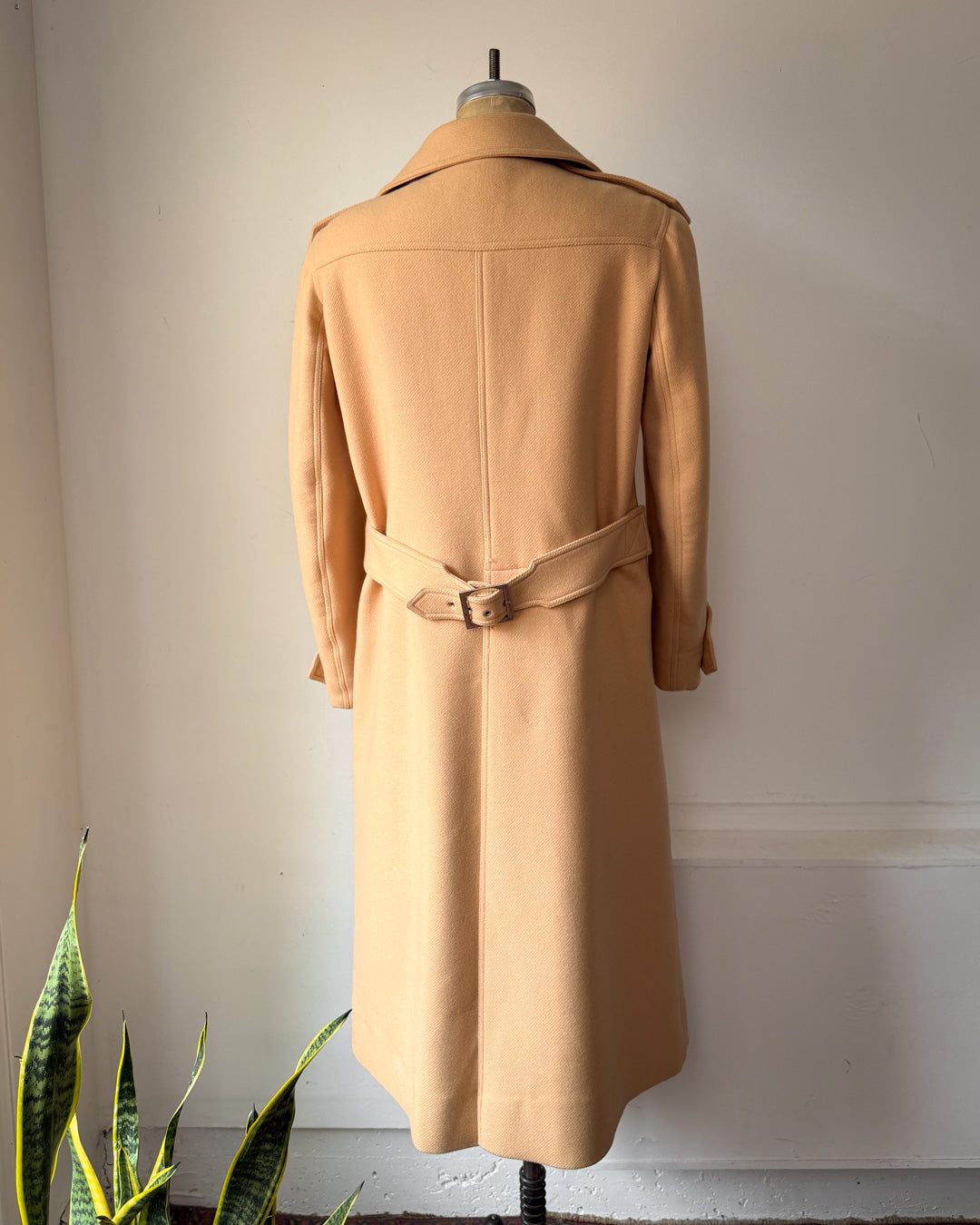 60s Courrèges Tan Wool Trench Coat / S-M