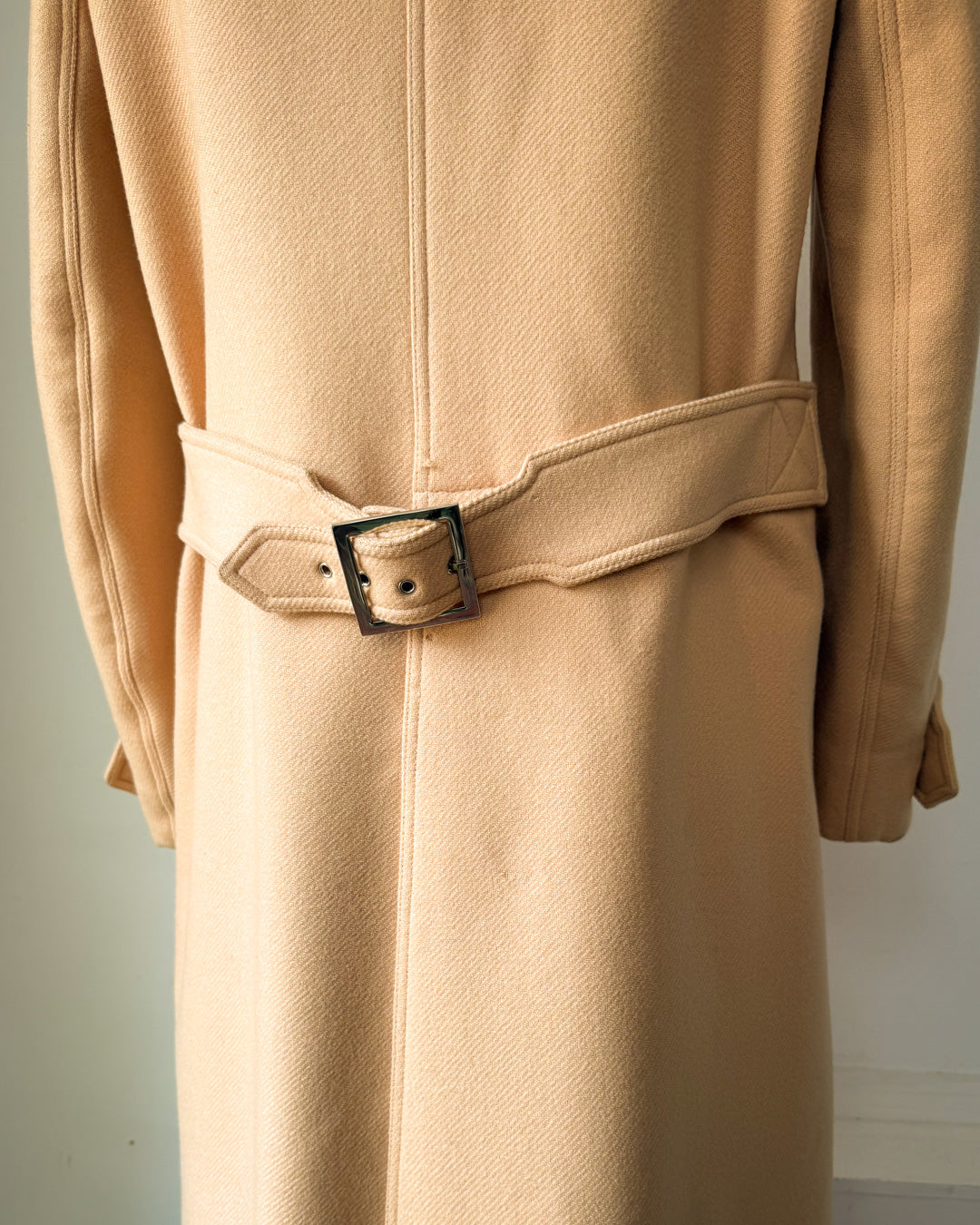 60s Courrèges Tan Wool Trench Coat / S-M