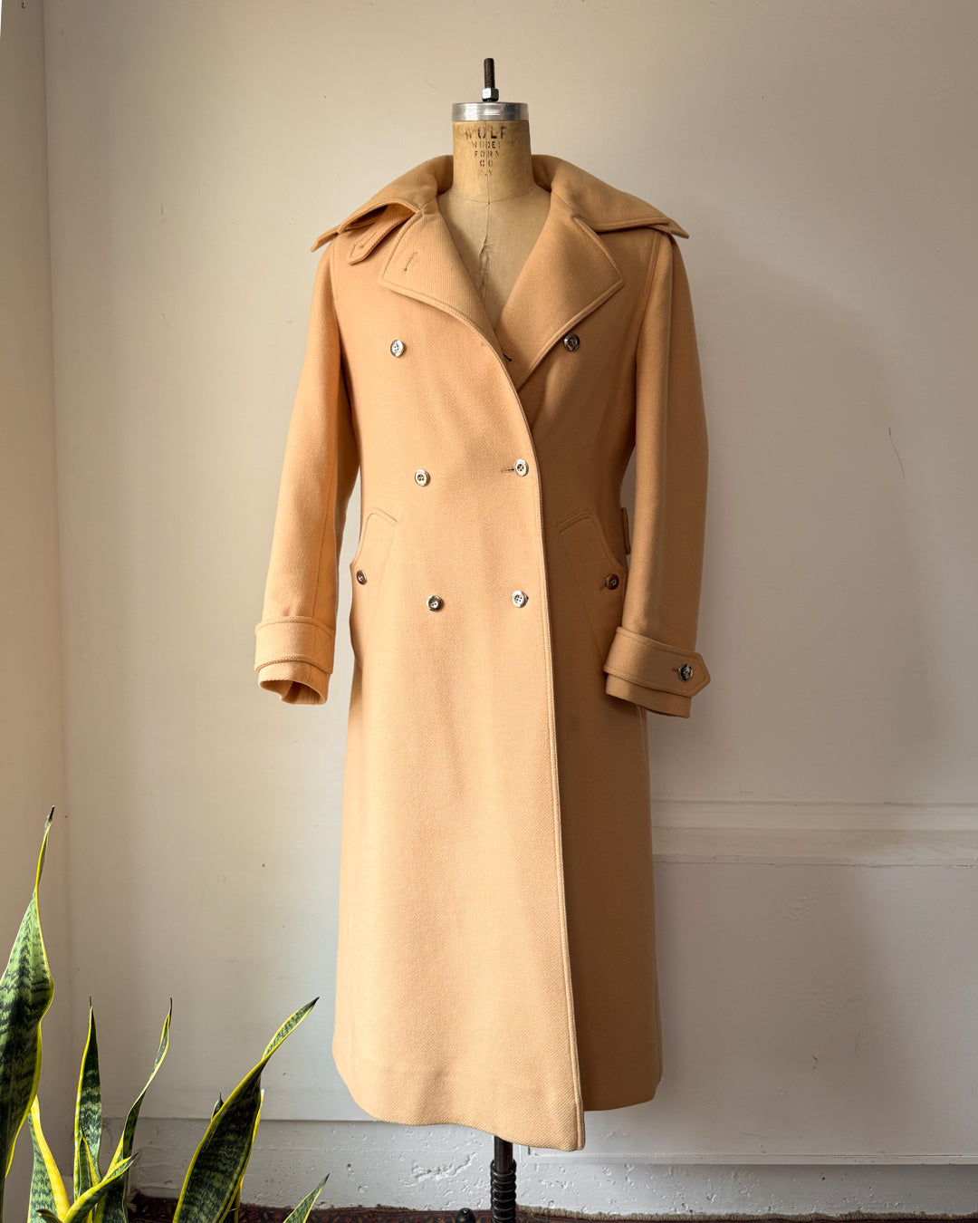 60s Courrèges Tan Wool Trench Coat / S-M