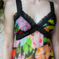 60s Sheer Rainbow Floral Slip Dress / XS-S
