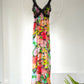60s Sheer Rainbow Floral Slip Dress / XS-S