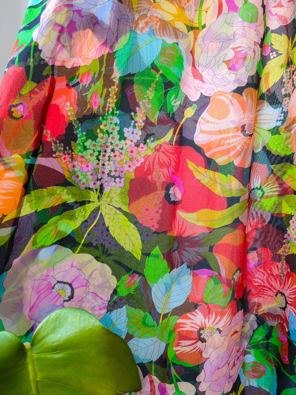 60s Sheer Rainbow Floral Slip Dress / XS-S