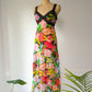 60s Sheer Rainbow Floral Slip Dress / XS-S